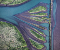 Delta image of river meeting ocean