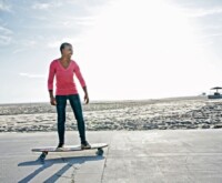 Women riding a skateboard